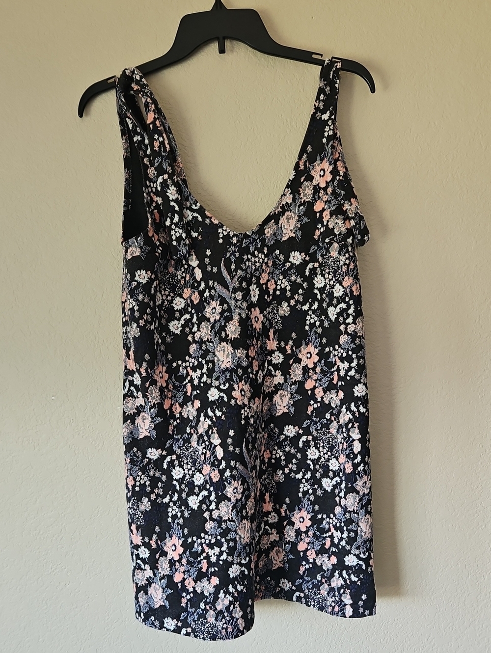 Pull&Bear Black Floral Dress with Pink and Cream Flowers